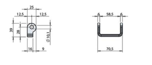 Pommier hinge trestle - weld-on - for hinge plate width 58 mm - zinc-plated