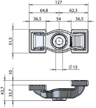 Pommier chassis clamp 4/15 mm self balancing incl. ring - zinc-plated