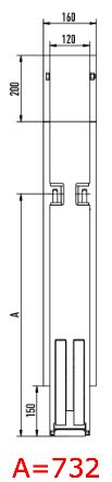 Rhiwa Quality centre pillar - 800 mm - with top piece - KTL