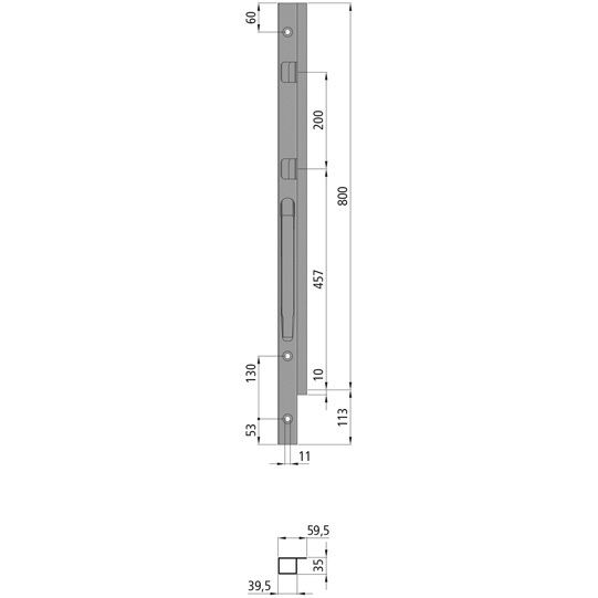 Kinnegrip K20 front pillar - 800 mm - left - screw model - KTL