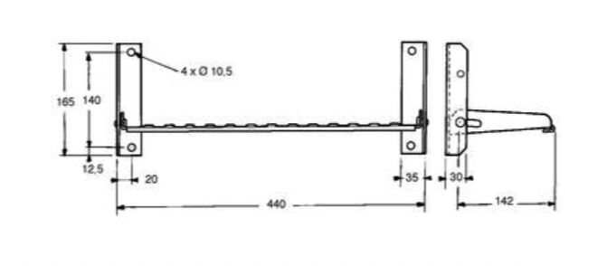 Pommier step foldable - 440 mm wide - zinc-plated