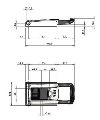 Pommier handle Torseo push - for locking Ø 16 mm - stainless steel