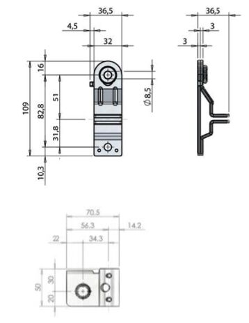 Pommier handle retainer set - for locking Ø 22 mm - stainless steel