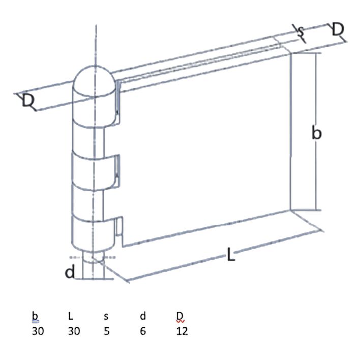 Rhiwa Quality portierscharnier 30 x 30 x 5 mm (BxLxD) - pen Ø 6 mm - blank staal