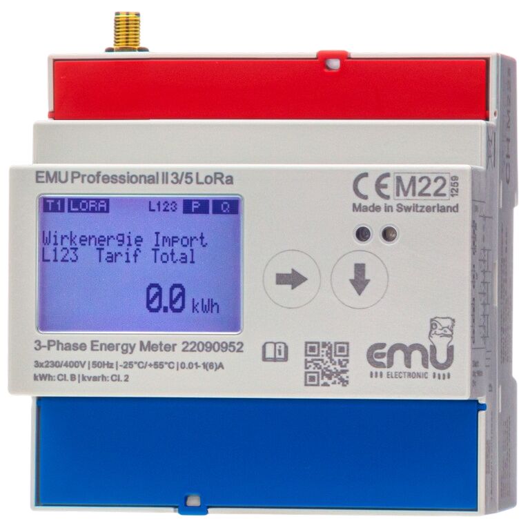 EMU 3-fase indirect kWh-meter Professional II 3/5 LoRa incl. SMA socket voor antenna