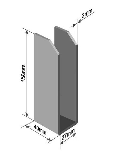 Rhiwa Quality board bracket - open - 27 mm inside - steel