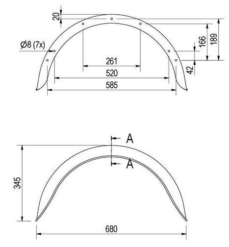 Rhiwa Quality mudguard 190 x 680 mm (WxSp) - zinc-plated