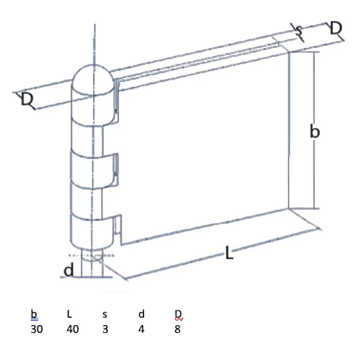 Rhiwa Quality charnière de porte 30 x 40 x 3 mm (LxlxÉp) - axe Ø 4 mm - acier brut