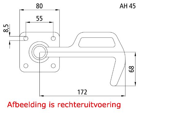 Rhiwa Quality hook no. 2 - left - with bracket - zinc-plated