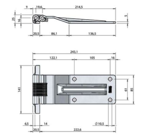 Pommier large volume hinge - double hinge pins - zinc-plated