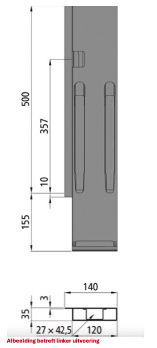 Kinnegrip K20 rear pillar - 500 mm - right - microZINQ® 5