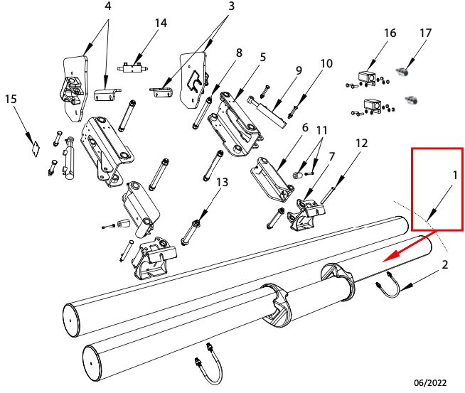 Pommier buis met onderbreking Ø 127 mm - voor XFOLD P58B stootbalk - R58-03