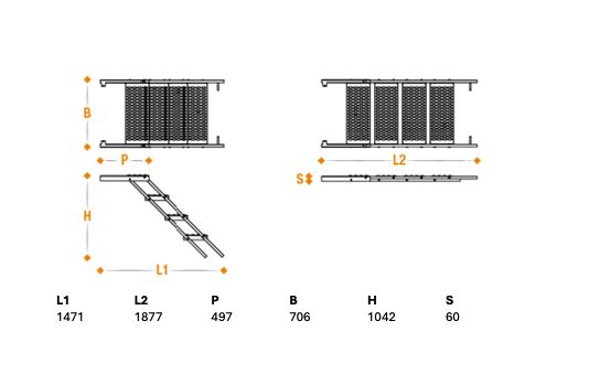 Takler trap uittrekbaar - 5 treden - 1877 x 706 mm (LxB) - volbad verzinkt