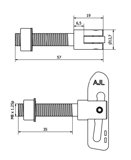 Rhiwa Quality tumbler lock - M8 x 38 mm - with lock nut - zinc-plated