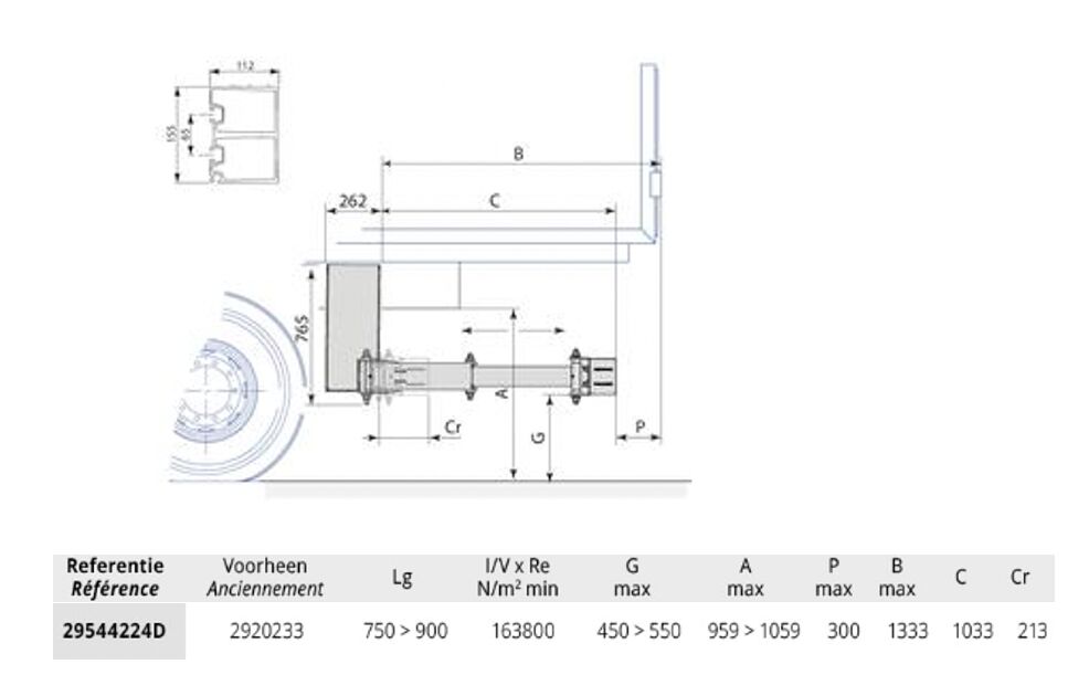Pommier bumper XPAND P42D - hydraulic horizontal retractable - 1033 mm - R58-03