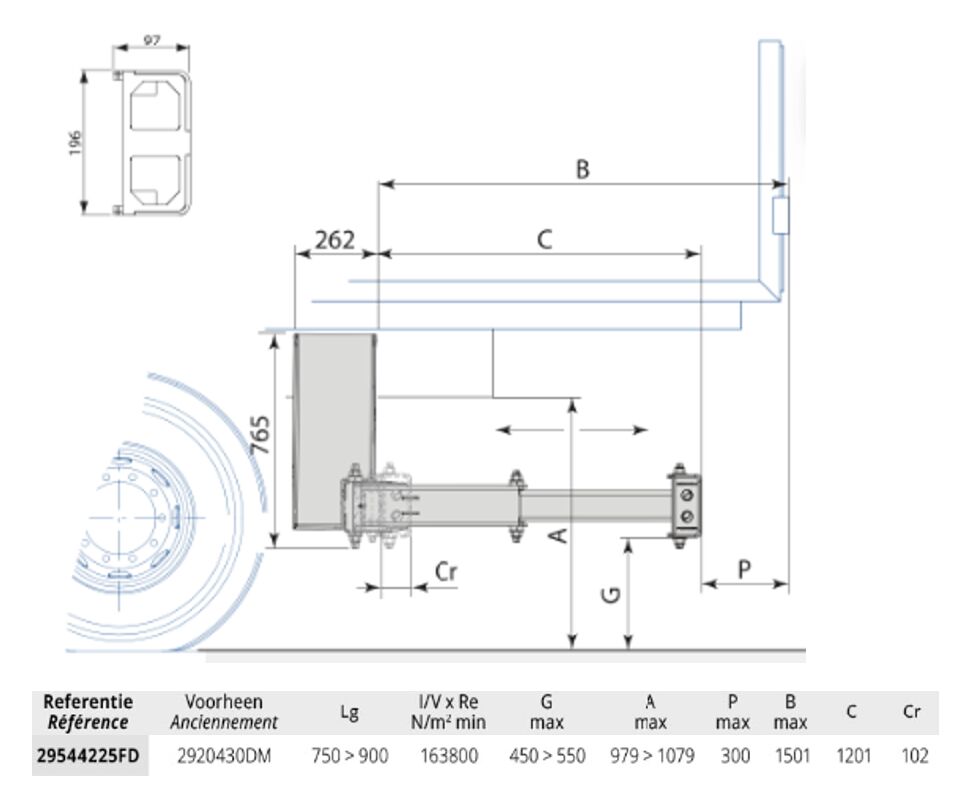 Pommier bumper XPAND P42F - hydraulic horizontal retractable + sensor - 1201 mm - R58-03