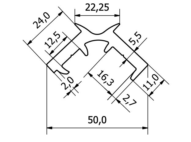 Rhiwa Quality charnière rhiwaflex 24/3000 mm - plastique