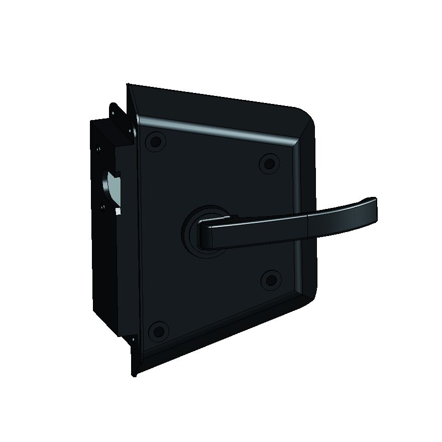 Pommier car door lock - 230 x 145 mm - complete left - black lacquerd steel