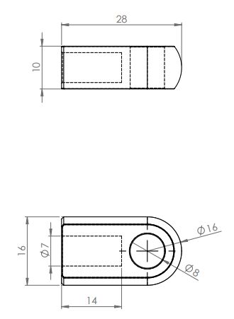 Rhiwa Quality eyelet for gas spring 28 mm - M8 - steel