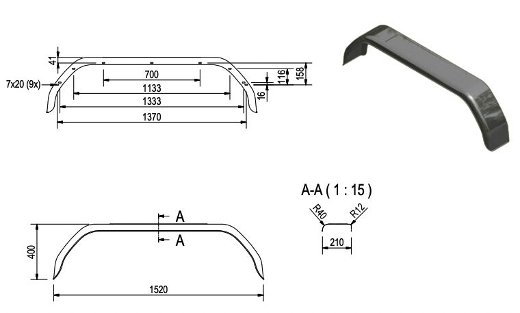 Rhiwa Quality tandemscherm 210 x 1520 mm (BxSpw) - verzinkt