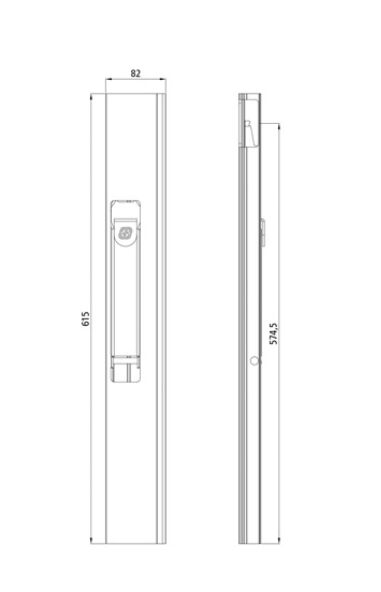 Rhiwa Quality fermeture de panneau latéral - gauche - 615 mm de long - aluminium