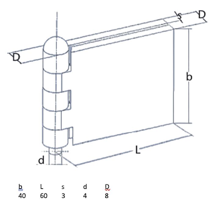 Rhiwa Quality portierscharnier 40 x 60 x 3 mm (BxLxD) - pen Ø 4 mm - blank staal