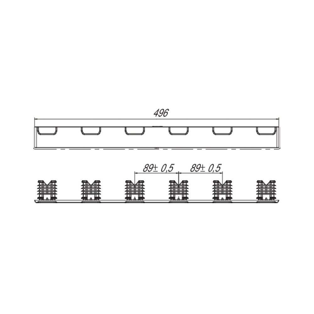 Pommier raccord d'extrémité pour tablette - modèle haut - longueur 496 mm