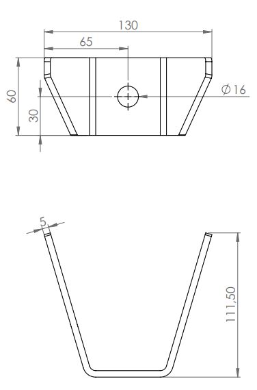 Rhiwa Quality chassis bracket 130 x 60 x 110 mm - plain steel