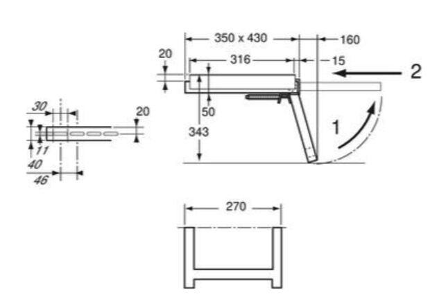 Pommier pull out ladder - 1 step - 350 x 430 mm (LxW) - zinc-plated