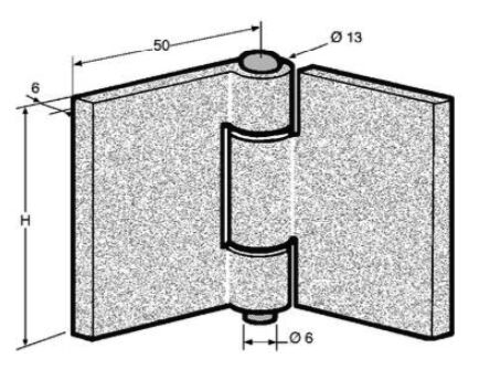 Pommier door hinge 80 x 50 x 6 mm (WxLxT) - pin Ø 6 mm - aluminum