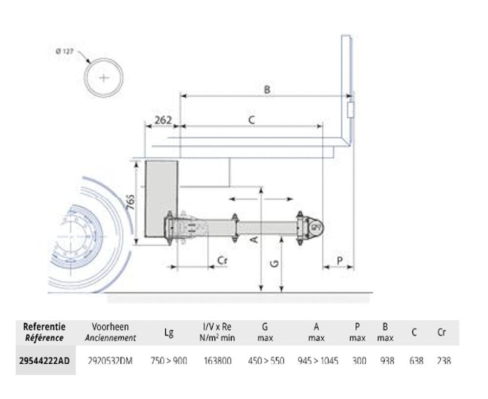 Pommier bumper XPAND P42A - hydraulic horizontal retractable + sensor - 638 mm - R58-03