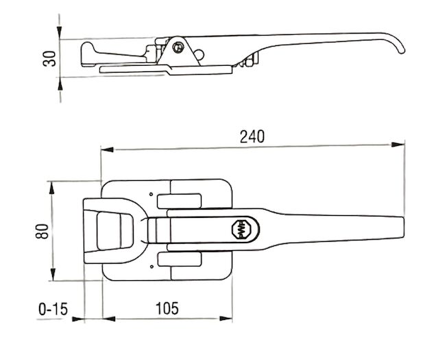 PWP excentersluiting - 240 x 52 mm - excl. haak - verzinkt