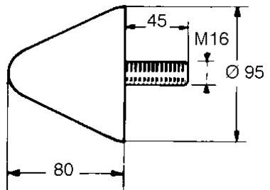 Pommier guard buffer conical Ø 95 mm - height 80 mm - threaded end M16 - rubber