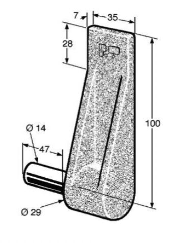 Pommier goujon à souder - à droite - goujon de 47 mm de long et Ø 14 mm - acier forgé