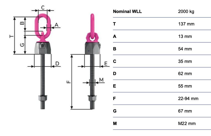 RUD VWBG-V 2t M22 anneau de levage vario longueur variable 22-194 mm