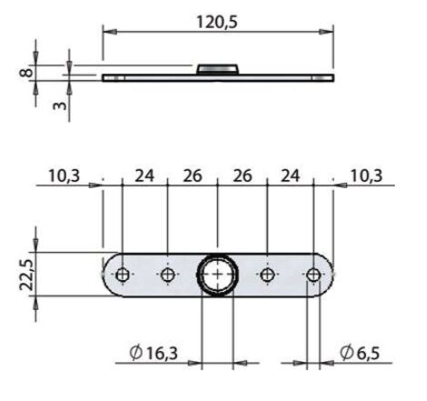 Pommier stanggeleider - voor inbouwsluiting Ø 16 mm - RVS