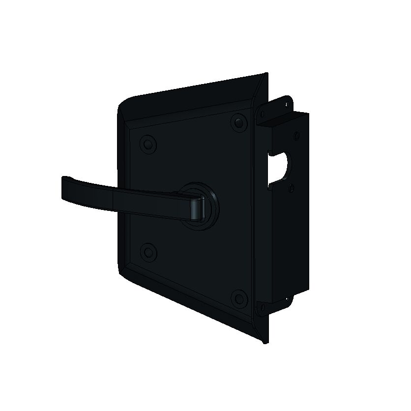 Pommier car door lock - 230 x 145 mm - complete right - black lacquered steel