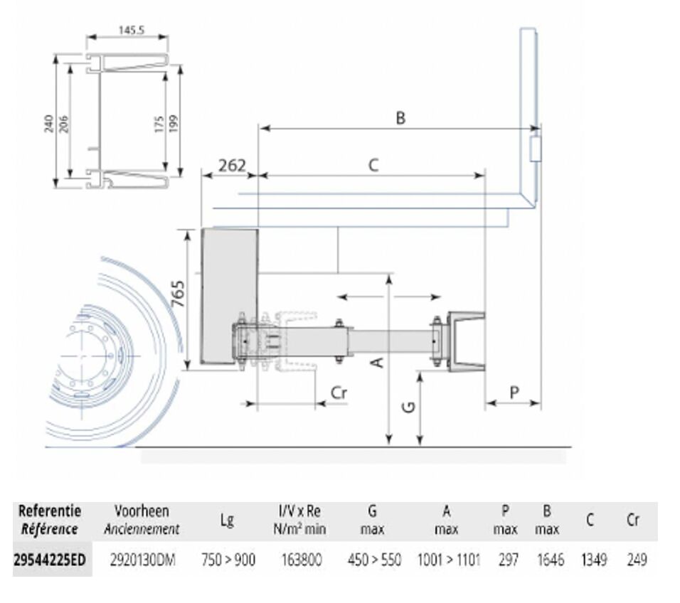 Pommier pare-chocs XPAND P42E - Rétractable horizontal hydraulique + capteur - 1349 mm - R58-03