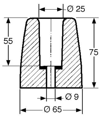Pommier tampon de garde conique Ø 65 mm - hauteur 75 mm - caoutchouc