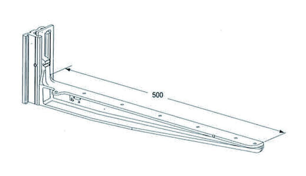Pommier legplank drager - met blokkering - 500 mm lang