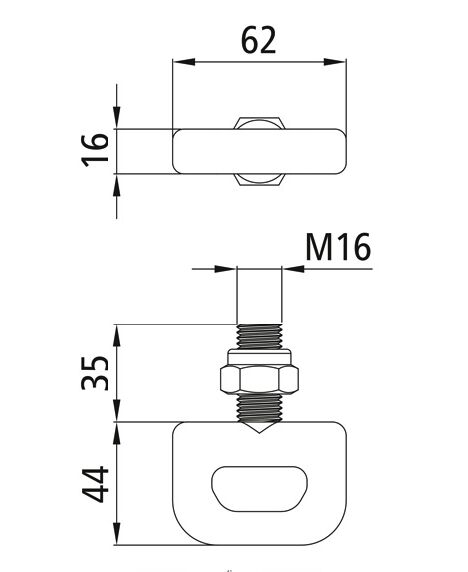 Rhiwa Quality sluitoog - M16 - voor rong vergrendeling H12/90 - verzinkt