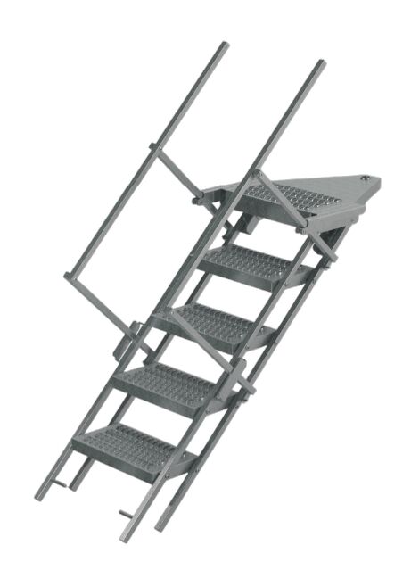 Takler trap uittrekbaar - 5 treden - 1988 x 600 mm (LxB) - draaibaar - met 2 handrails