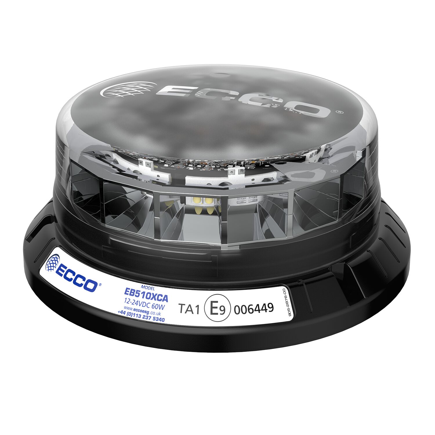 Rhiwa Quality zwaailamp led beacon - laag profiel - 3-bouts - kap helder/oranje licht