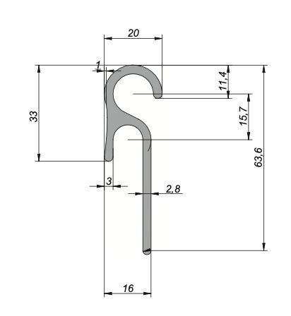 Rhiwa Quality tarpaulin hook-up profile - 3000 mm - aluminum