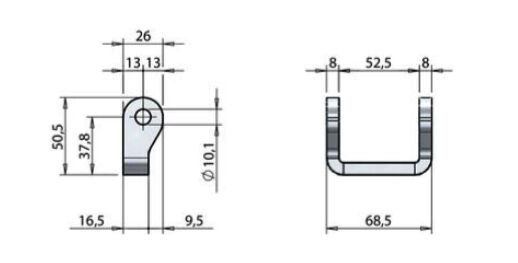 Pommier hinge trestle - weld-on - for hinge plate width 52 mm - stainless steel