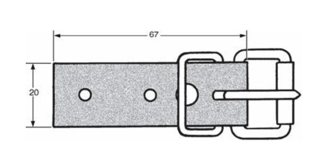 Pommier tension strap with buckle - 67 x 20 mm - reinforced PVC