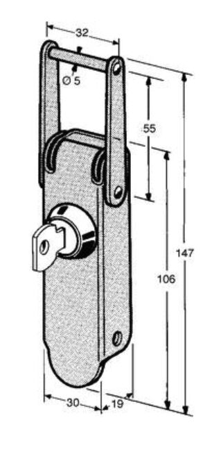 Pommier toggle latch - 106 x 30 mm - with lock - excl. hook - zinc-plated