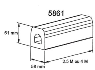 Rhiwa Quality caoutchouc de protection 2500 x 58 x 61 mm (L x l x H) - Caoutchouc