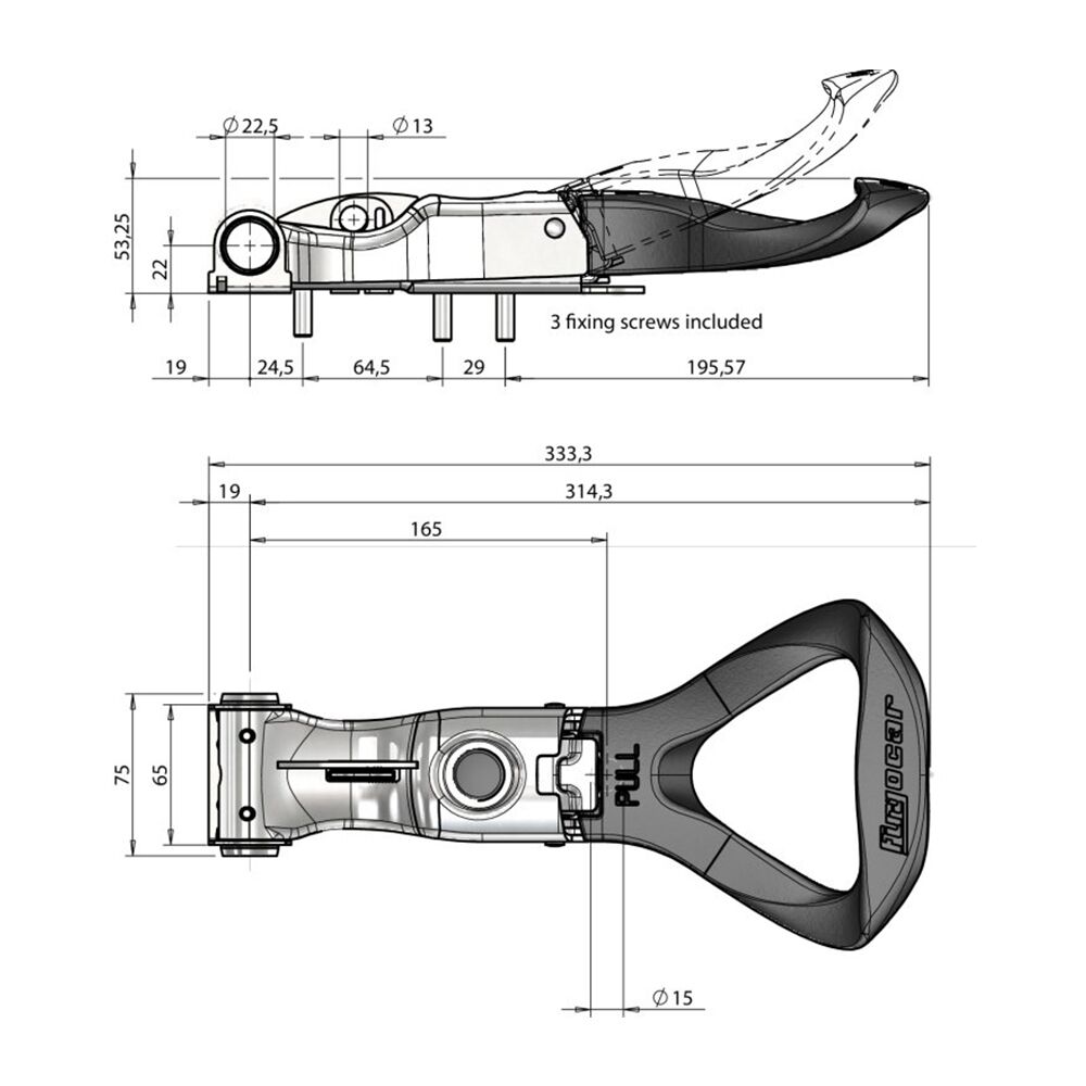 Pommier handle Twim pull - for locking Ø 22 mm - with TIR - stainless steel