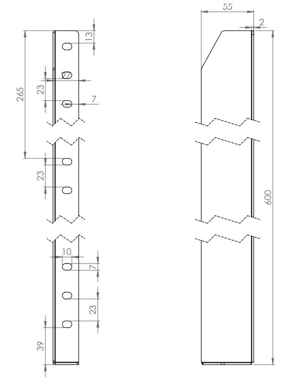 Rhiwa Quality board bracket - right-  25 mm inside - black coated steel
